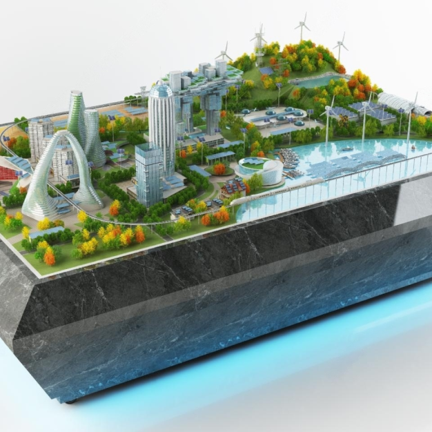  现代建筑规划楼盘 沙盘3D模型
