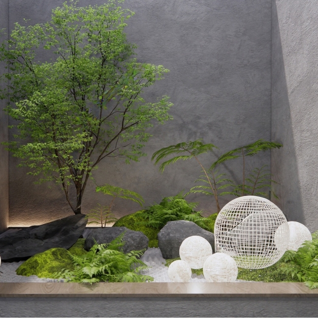  现代室内植物造景3D模型