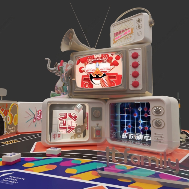  现代商场国潮美陈3D模型