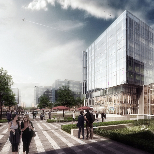 现代商业街建筑外观3D模型