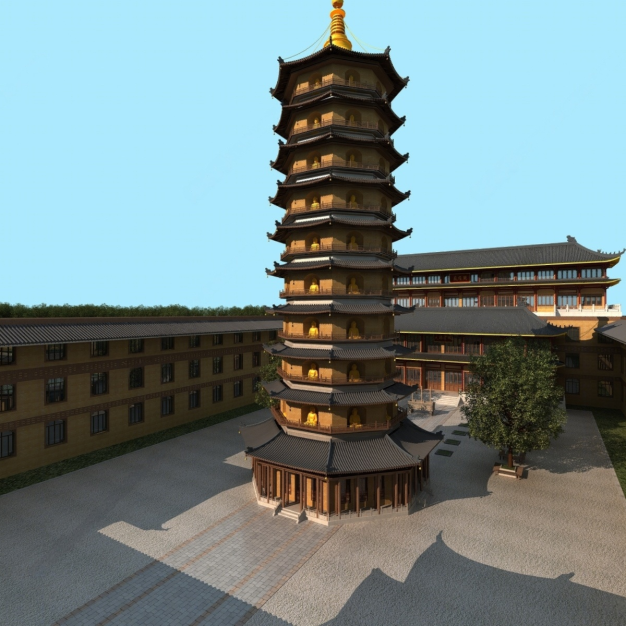 中式古建宝塔3D模型