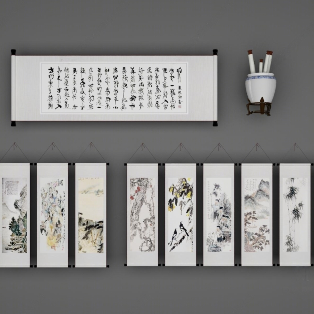 中式字画3D模型