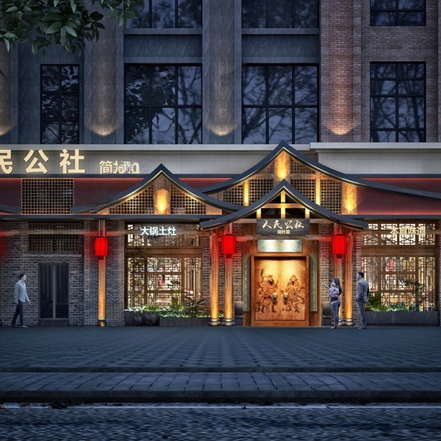 新中式餐饮门面3D模型