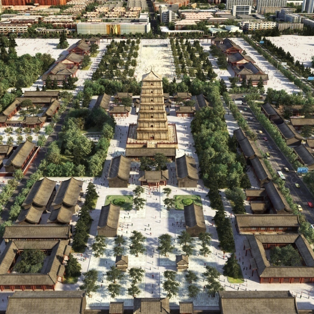 中式古建鸟瞰3D模型