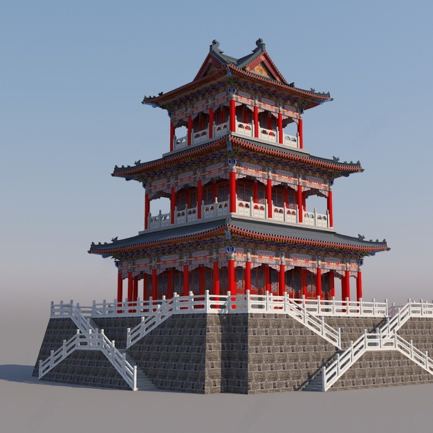 中式阁楼3D模型
