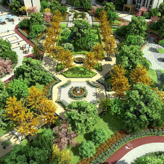 小区景观鸟瞰3D模型