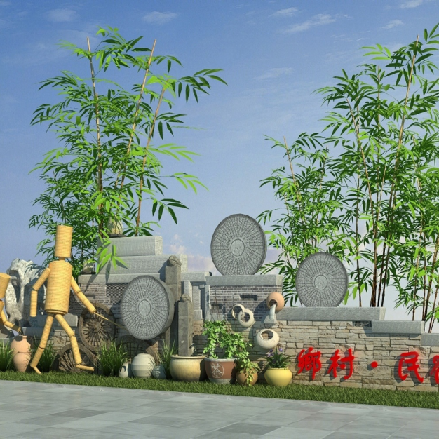新中式指示牌 标志3D模型