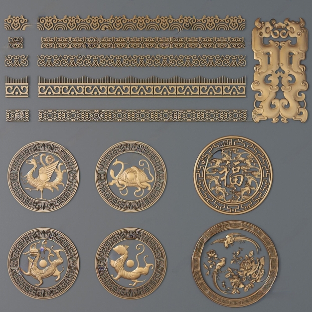 新中式雕花3D模型