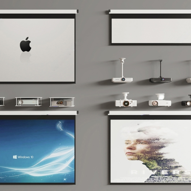 现代投影仪幕布3D模型