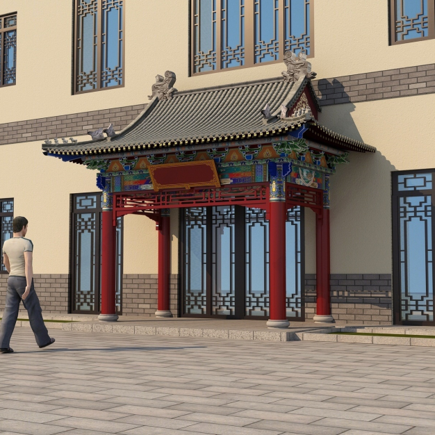  中式门头门面3D模型