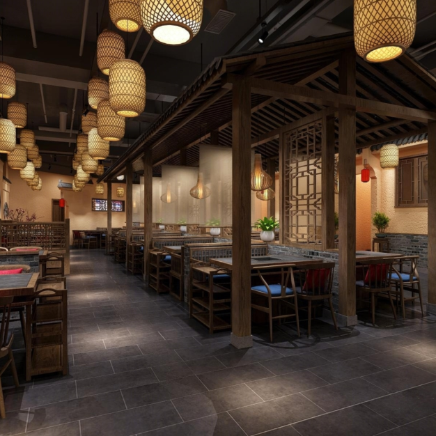  中式餐厅3D模型