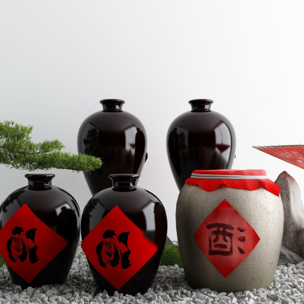 新中式园艺小品 酒坛3D模型