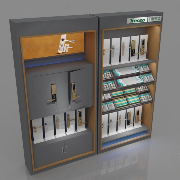 现代五金门锁展示柜3D模型