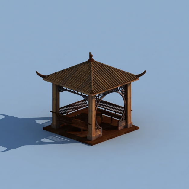 中式四角亭3D模型