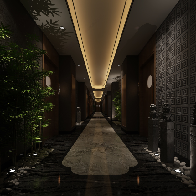 新中式足浴会所过道3D模型