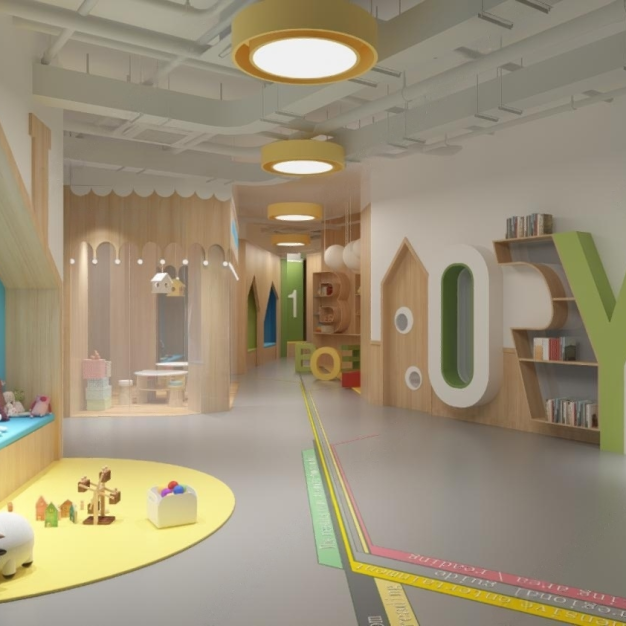 现代幼儿园走廊3D模型