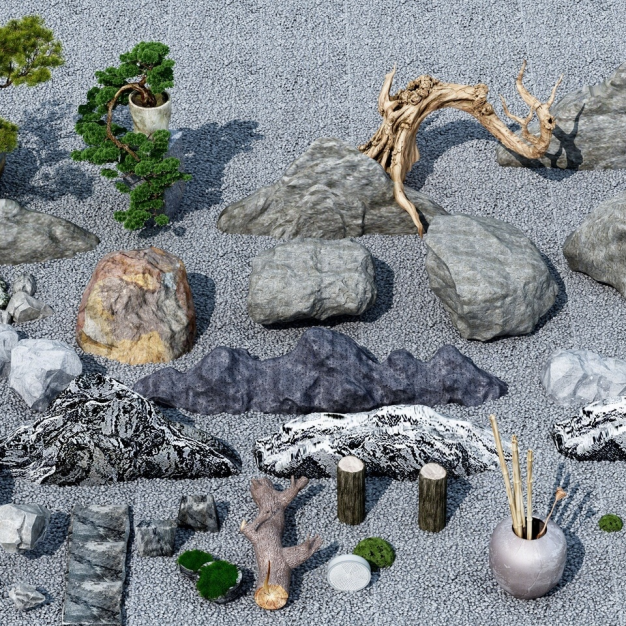 假山 石头3D模型