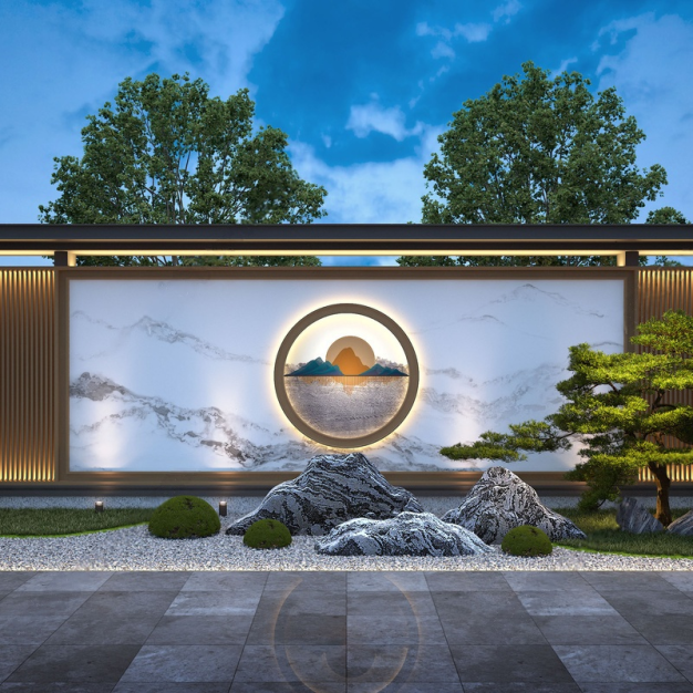 新中式庭院景观3D模型