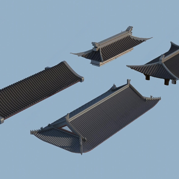 中式屋顶3D模型