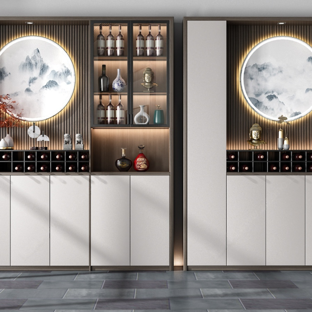 新中式酒柜组合3D模型