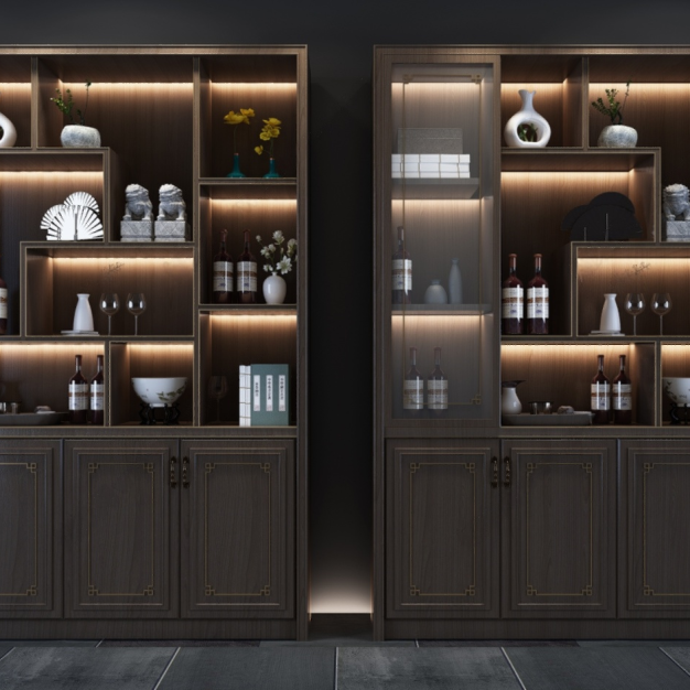 新中式酒柜组合3D模型