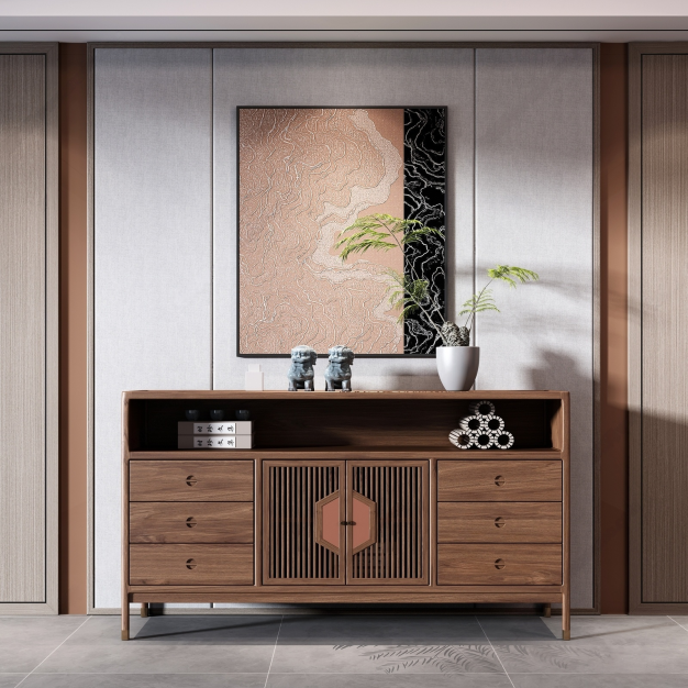 新中式玄关柜3D模型