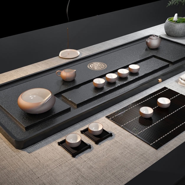 新中式茶具组合3D模型