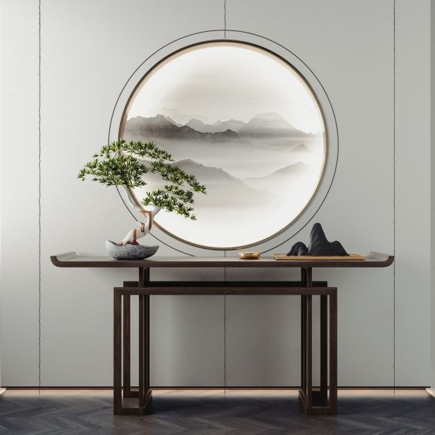 新中式实木端景条案3D模型