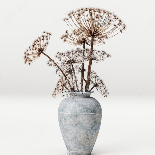 新中式干枝干花花瓶3D模型