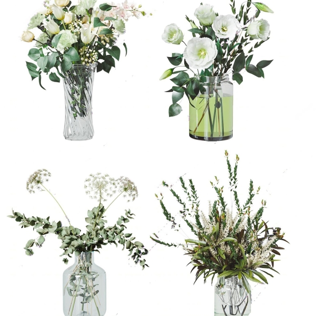 现代花瓶花艺组合3D模型
