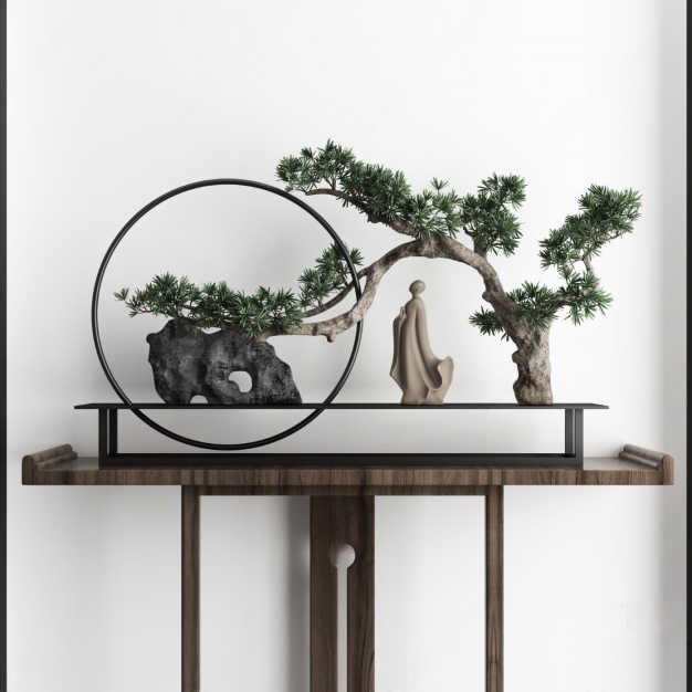 新中式玄关端景台3D模型