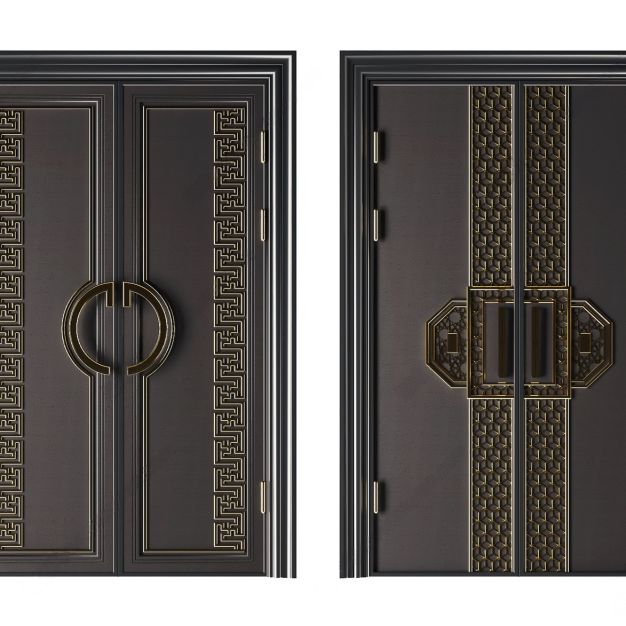  新中式双开门组合3D模型