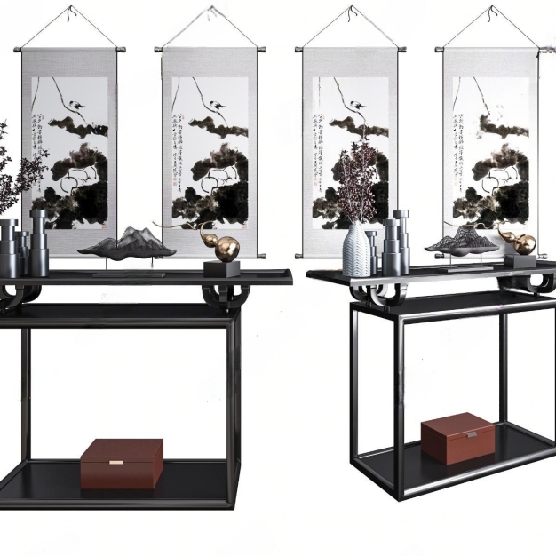  新中式端景条案3D模型