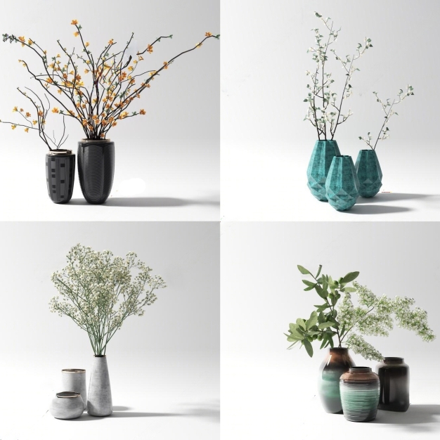 现代花瓶花艺3D模型