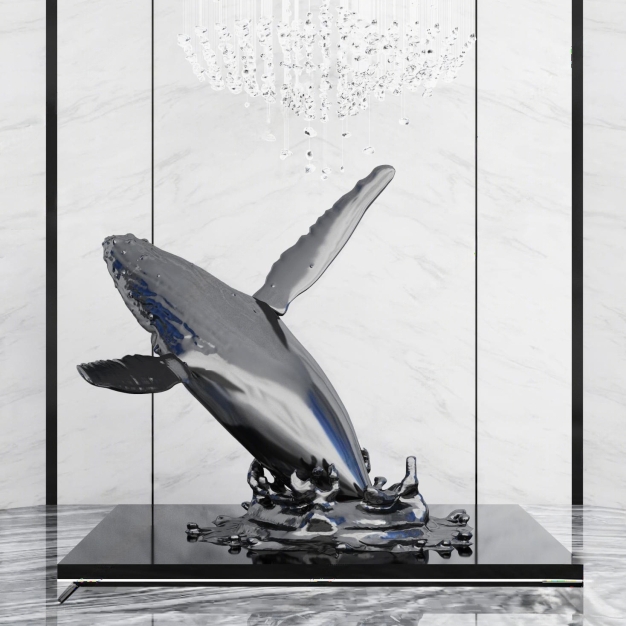 现代鲸鱼雕塑摆件3D模型