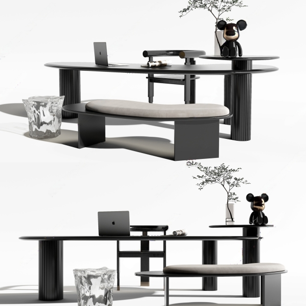 现代书桌椅组合3D模型