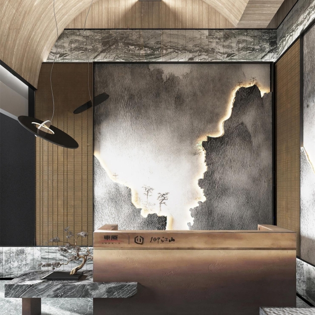  新中式公司前台3D模型