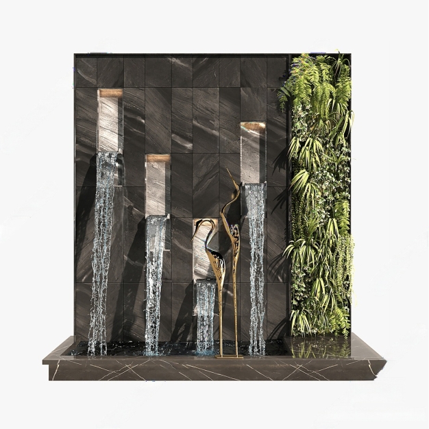 现代园艺景观流水墙小品3D模型