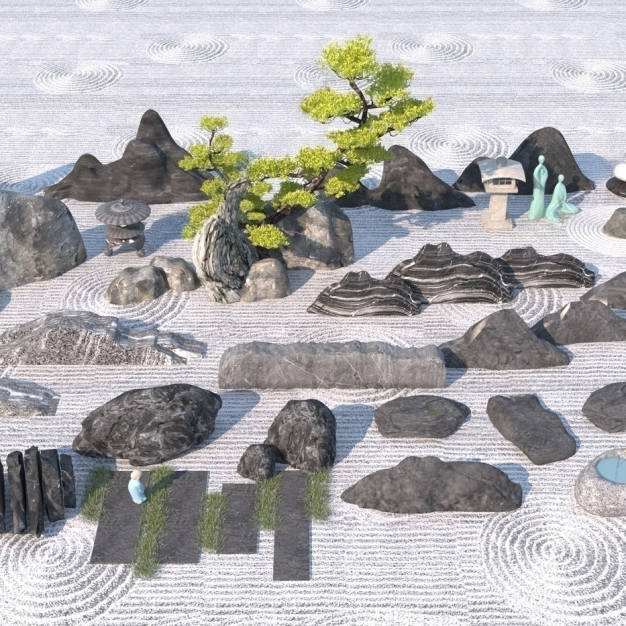 新中式景观石3D模型