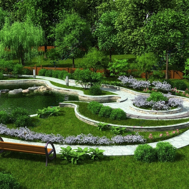现代公园绿化植物景观3D模型