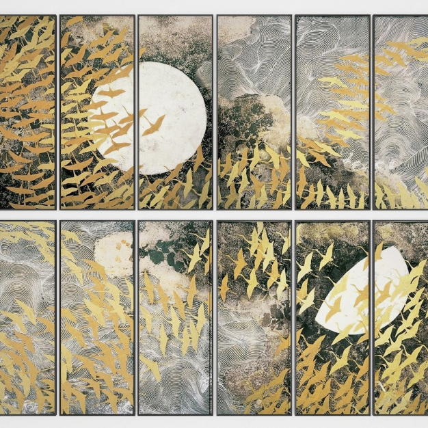新中式装饰画挂画抽象画组合3D模型