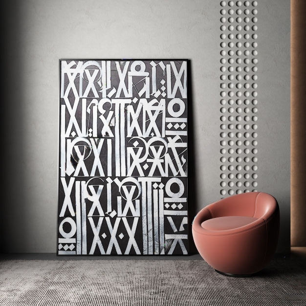 现代字母涂鸦装饰画3D模型