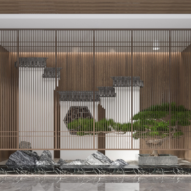 新中式植物景观小品3D模型