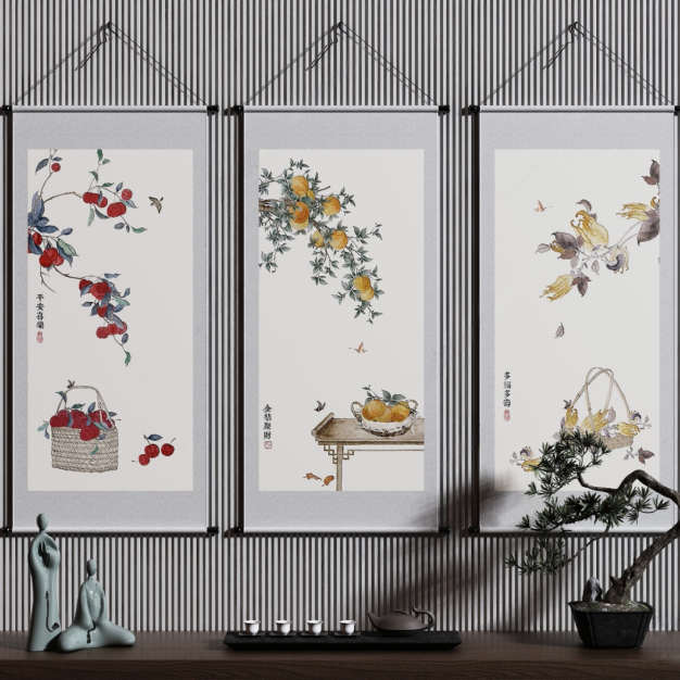新中式装饰画3D模型