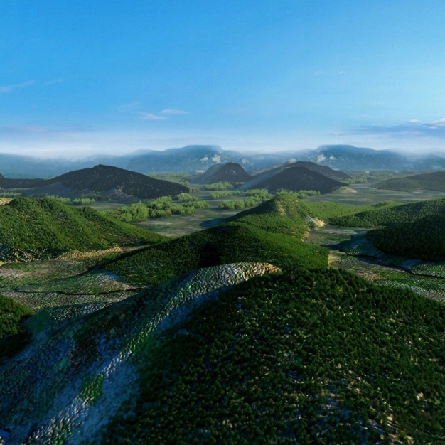 群山自然景观鸟瞰3D模型