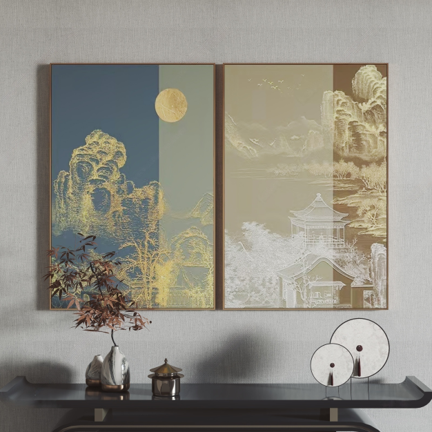 新中式装饰画3D模型