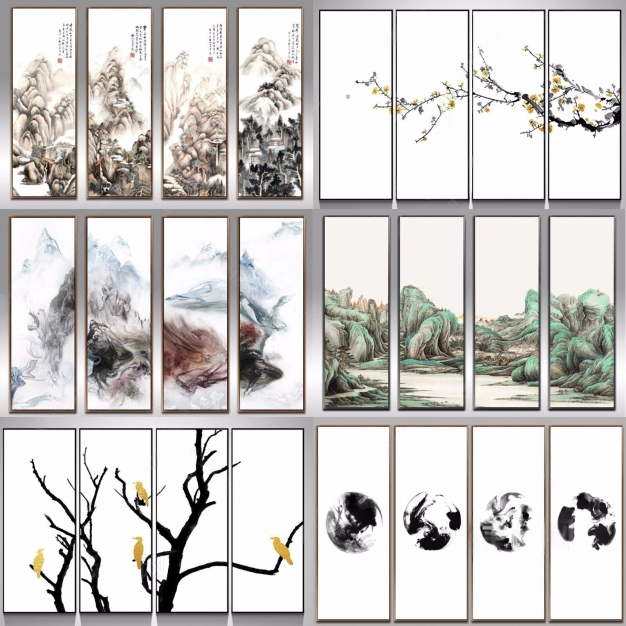 新中式装饰画 挂画3D模型