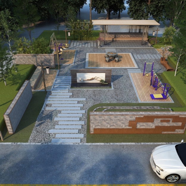 新中式公园景观3D模型
