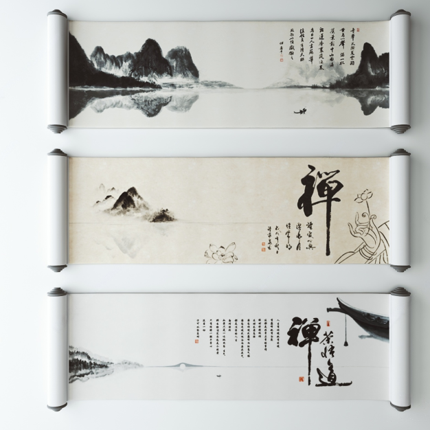 新中式装饰画3D模型