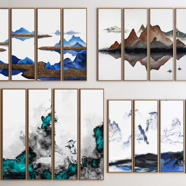 新中式挂画组合3D模型